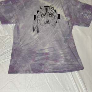 Vintage Tultex Wolf Graphic Tee - Tie-Dye Nature Shirt - Size Large